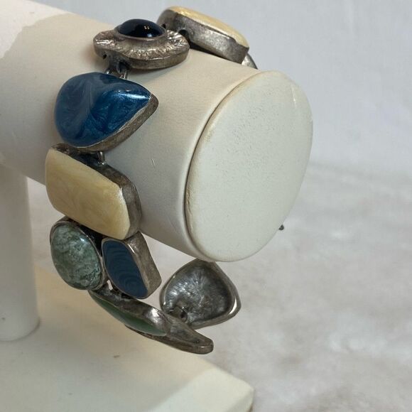 Premier Design Geo Design Enamel Cream, Green Toggle Bracelet - Picture 7 of 10